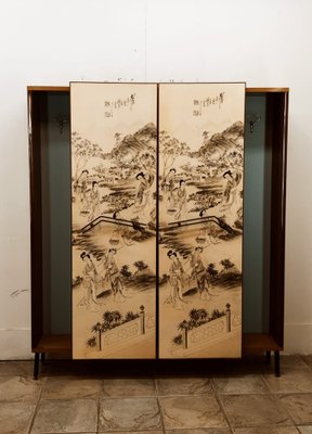 Vintage Wooden Wardrobe with Light-QLH-1421384