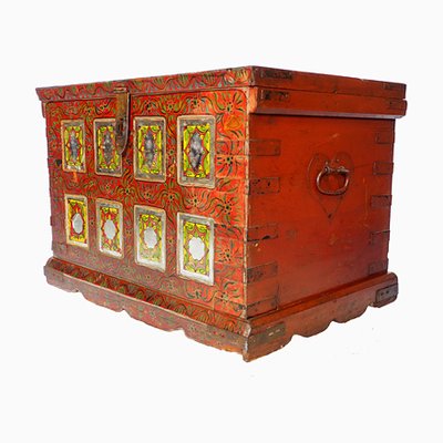 Vintage Wooden Wedding Chest, Rajestan, Pakistan, 1930s-UZN-1401223