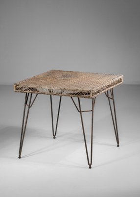 Vintage Woven Rattan Table in the Style of Matégot, 1950s-YU-1010790