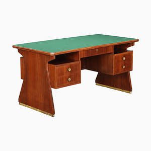 Vintage Writing Desk in Exotic Wood and Brass, 1960s-VMM-1791031