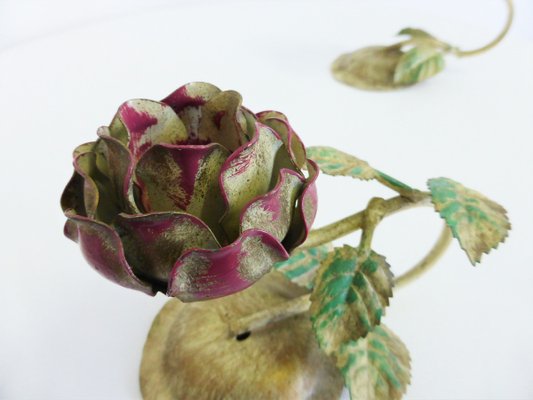 Vintage Wrought Iron Roses, 1960s, Set of 2-KNM-944894