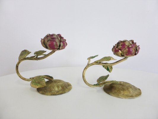 Vintage Wrought Iron Roses, 1960s, Set of 2-KNM-944894