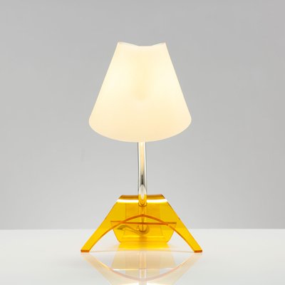 Vintage Yellow Acrylic Table Lamp attributed to Apolinary Galecki, 1960s-QBR-1421704