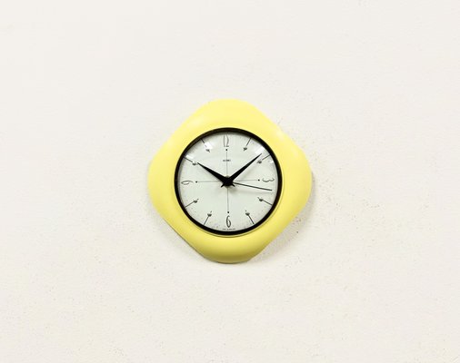 Vintage Yellow Bakelite Wall Clock from Metamec, 1970s-CGF-1785056