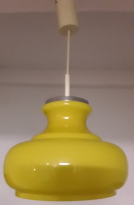 Vintage Yellow Flashed Glass Ceiling Lamp with Chrome Plated Metal Mount from Honsel, 1970s-HOI-942013