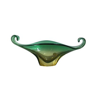 Vintage Yellow & Green Murano Blown Glass Bowl, 1960s-UWE-1779507