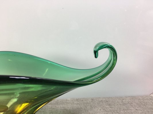 Vintage Yellow & Green Murano Blown Glass Bowl, 1960s-UWE-1779507