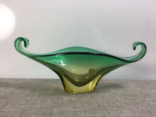 Vintage Yellow & Green Murano Blown Glass Bowl, 1960s-UWE-1779507