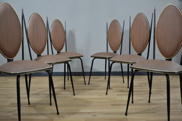 Vinyl & Steel Dining Chairs by Umberto Mascagni, 1950s, Set of 6-QZZ-746630