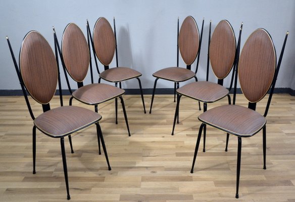 Vinyl & Steel Dining Chairs by Umberto Mascagni, 1950s, Set of 6-QZZ-746630