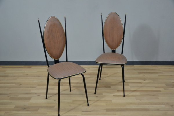 Vinyl & Steel Dining Chairs by Umberto Mascagni, 1950s, Set of 6-QZZ-746630