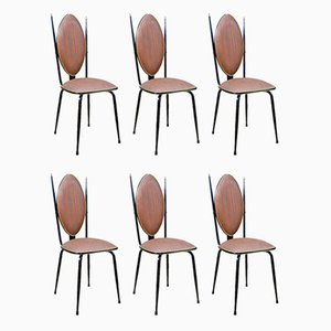 Vinyl & Steel Dining Chairs by Umberto Mascagni, 1950s, Set of 6-QZZ-746630