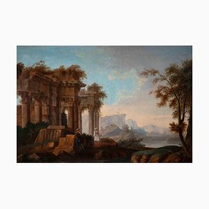 Vinzenz Fischer, Ancient Ruins, Original Oil Painting, Late 18th Century-ZCI-1379357