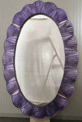 Violet Murano Glass and Brass Wall Mirror, 1990s-UH-1408524