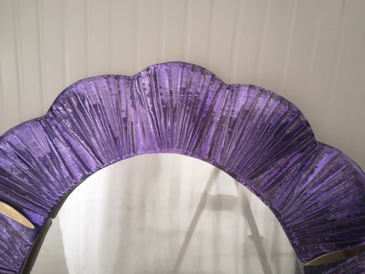 Violet Murano Glass and Brass Wall Mirror, 1990s-UH-1408524