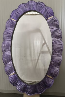 Violet Murano Glass and Brass Wall Mirror, 1990s-UH-1408524