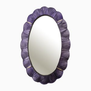 Violet Murano Glass and Brass Wall Mirror, 1990s-UH-1408524