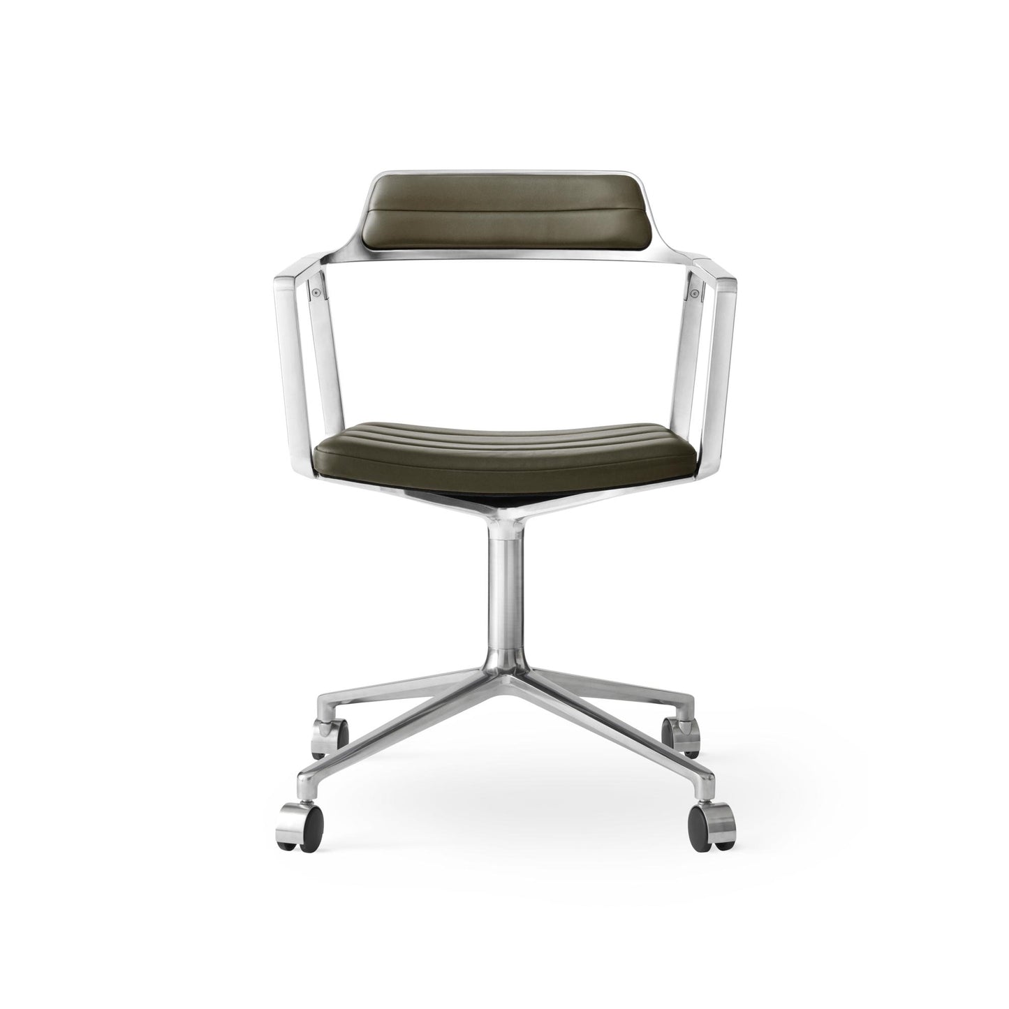 452 Swivel Chair by VIPP #Silver / Green / With wheels