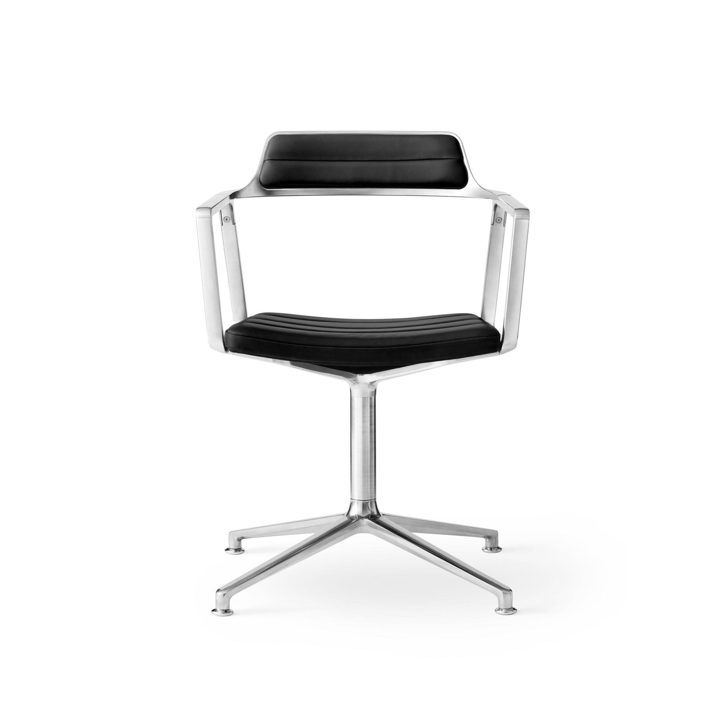 452 Swivel Chair by VIPP #Silver / Black / With floor sliders