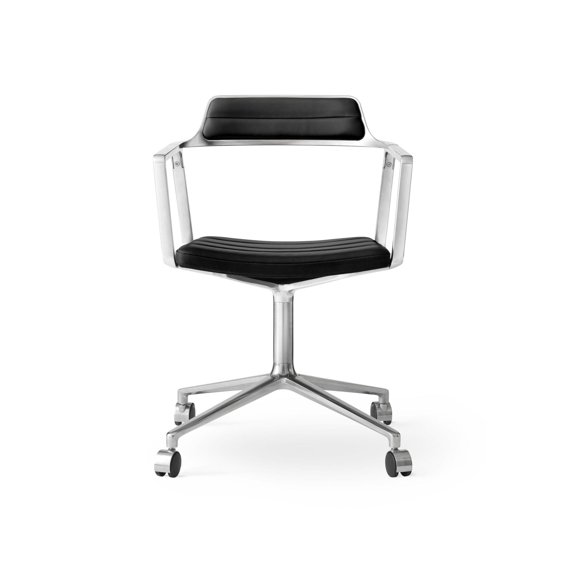 452 Swivel Chair by VIPP #Silver / Black / With wheels