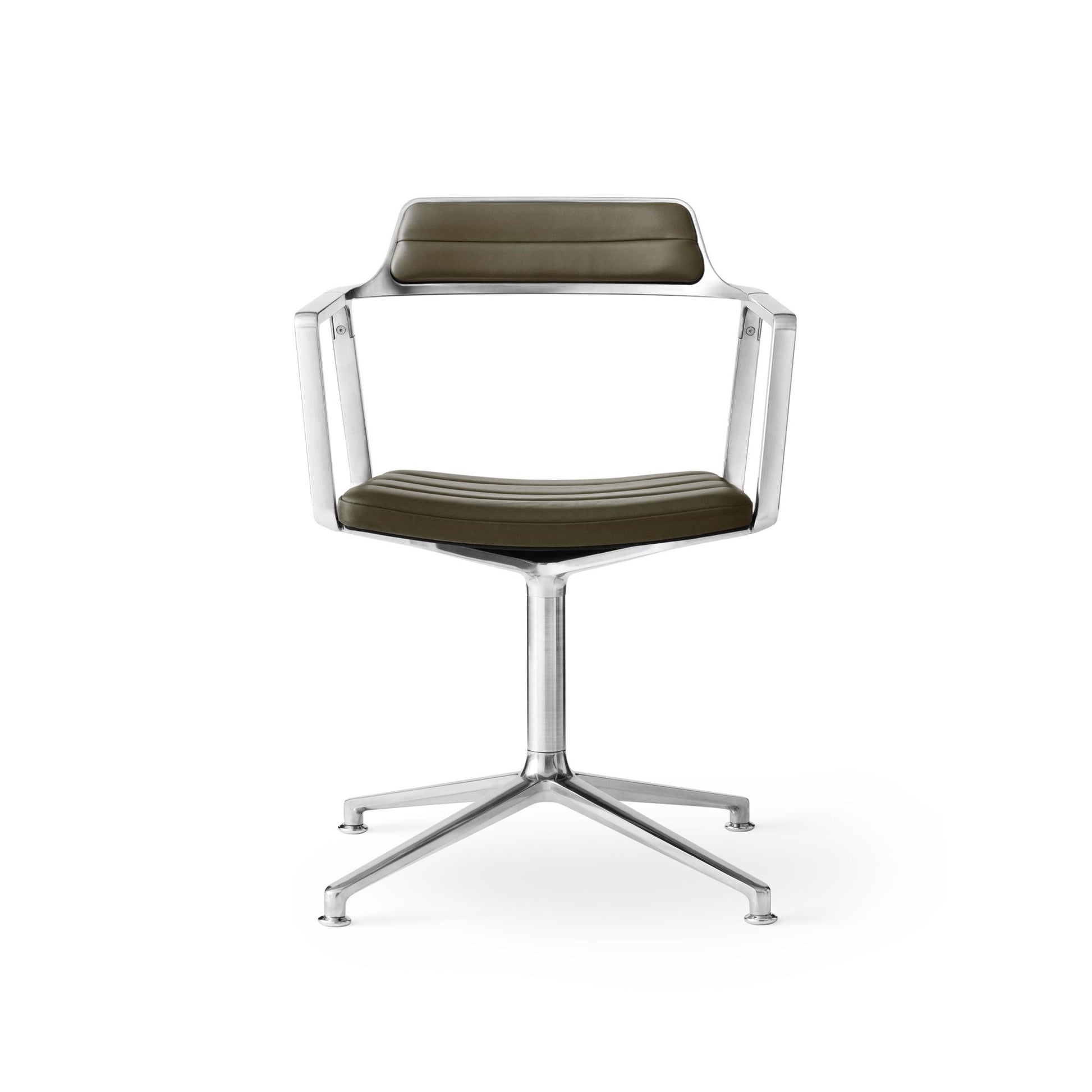 452 Swivel Chair by VIPP #Silver / Green / With floor sliders