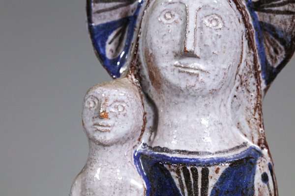 Virgin and Child in Ceramic attributed to Jean Derval, 1960s-YU-1808223