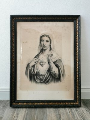 Virgin Mary and Jesus, Large Engravings, 19th Century, Set of 2-FW-1793813