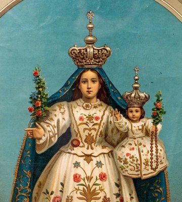 Virgin of the Rosary, Early 20th Century, Polychrome Chromolithograph-UQL-1724115