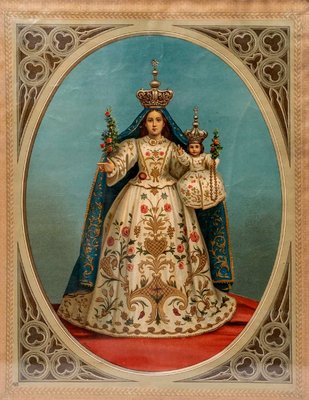 Virgin of the Rosary, Early 20th Century, Polychrome Chromolithograph-UQL-1724115