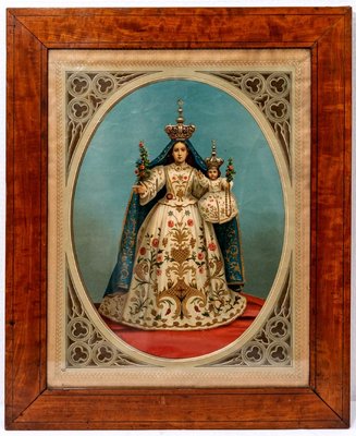 Virgin of the Rosary, Early 20th Century, Polychrome Chromolithograph-UQL-1724115