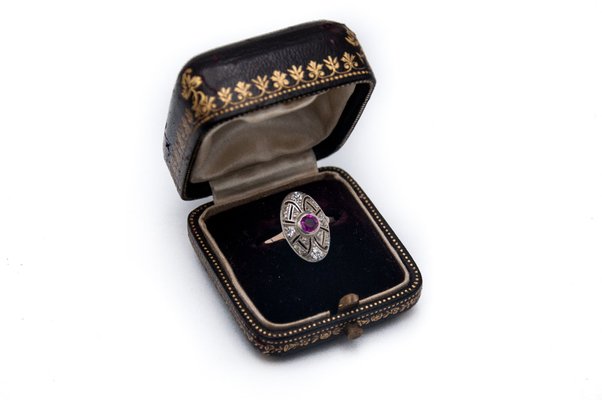 Vitage Art Deco Ring with Ruby, 1920s-BXB-1768411