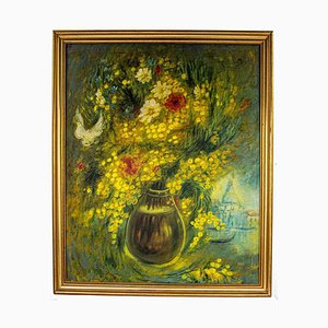 Vito Mirza - Mimosa and Field Flowers - Original Oil Painting - 1989-ZCI-870758