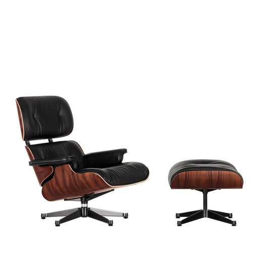 Eames Armchair With Ottoman by Vitra #Santos Palisander/ Black Leather