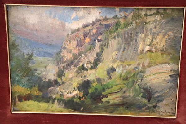 Vittorio Cavalleri, Italian Landscape, 1920s, Oil on Board, Framed-DCO-1361985