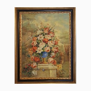 Vittorio Landi, Still Life of Flowers, Neapolitan School, Oil on Canvas, Framed-YUW-1299438