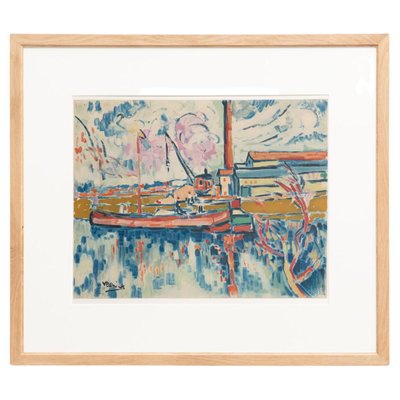 Vlamnick Siene a Chatou Color Lithograph, 1972, Framed-WM-1190569