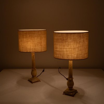 Volterra Alabaster Table Lamps, 1970s, Set of 2-SXX-1796195