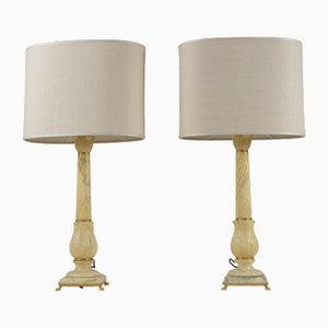 Volterra Alabaster Table Lamps, 1970s, Set of 2-SXX-1796195