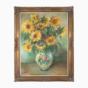 Vrbova Miloslava Prof. Zinkovy, Sunflowers, Oil on Canvas, Mid-20th Century-ZCI-2032686