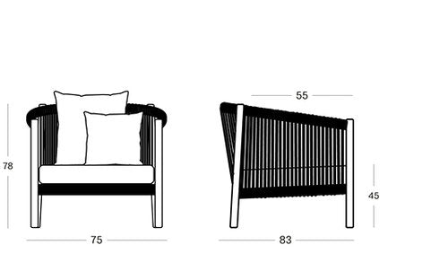 LENTO - Rope garden armchair with armrests by Vincent Sheppard