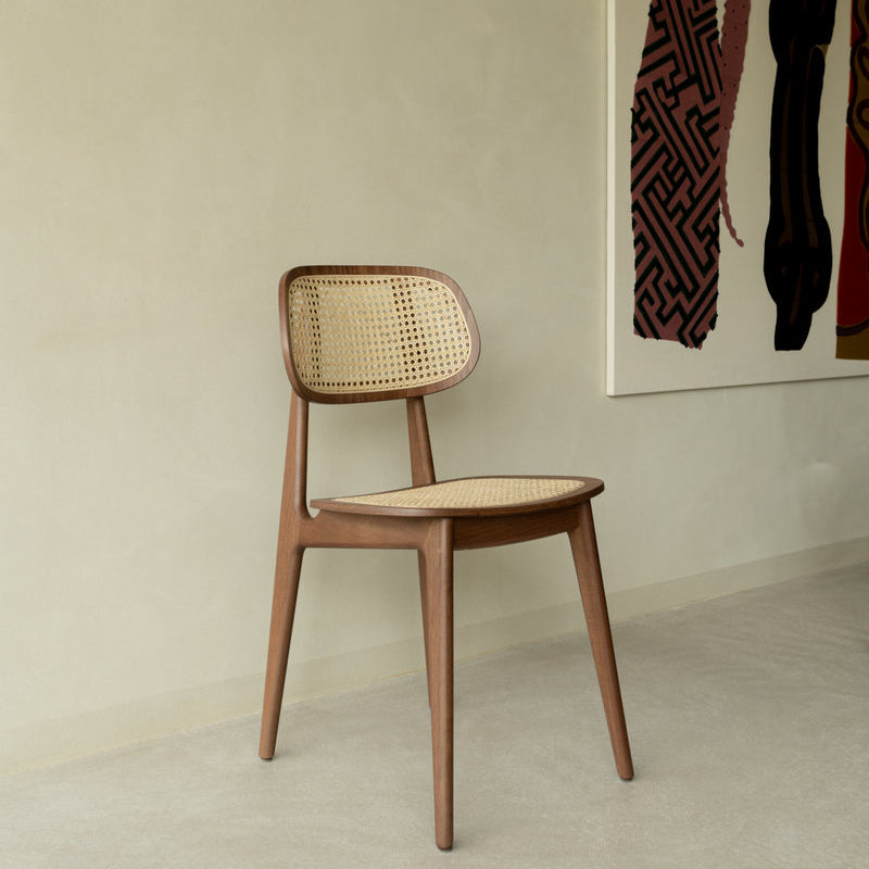 wooden dining chair with Woven Cane seat Titus by Vincent Sheppard #Tobacco stained beech