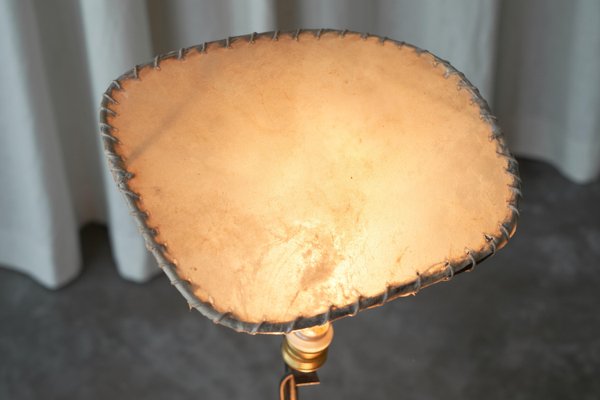 Wabi Sabi Table or Floor Lamp in Wrought Iron and Parchment, 1940s-FEW-2024195