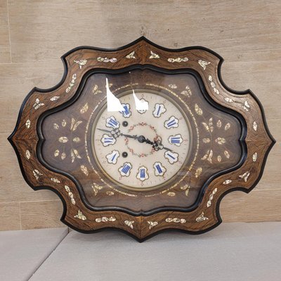 Wall Clock in Wood and Enamel, 1890s-NUC-2032186