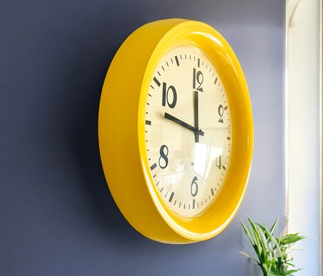 Wall Clock in Yellow from Guzzini, 1980s-SCS-2036824