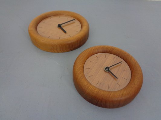 Wall Clocks in Solid Teak from Böckenhauer, Set of 2, 1970s-RDW-1330503