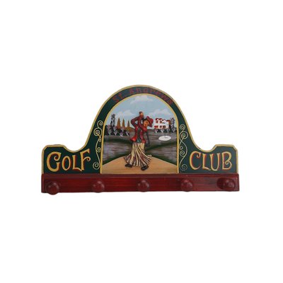 Wall Clothes Rack Hand Painted in Wood, St. Andrews Golf Club-TCS-1264450