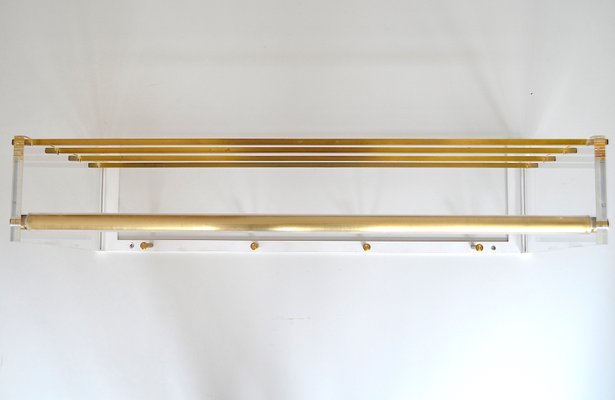 Wall Coat Rack Acrylic Glass and Brass, 1960s-OV-645192