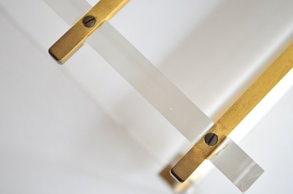 Wall Coat Rack Acrylic Glass and Brass, 1960s-OV-645192