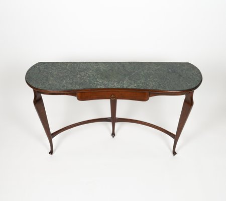 Wall Console Table in Brass and Green Marble by Guglielmo Ulrich, 1940s-LYQ-1722851