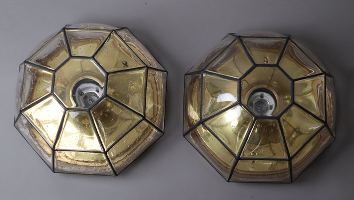 Wall Lamp Gold and Iron Flushmound from Limburger Glashütte, 1970s-ESB-1706768